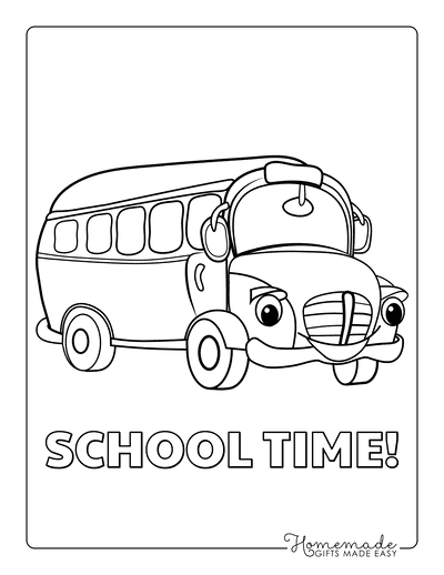 Car Coloring Pages Bus School Time