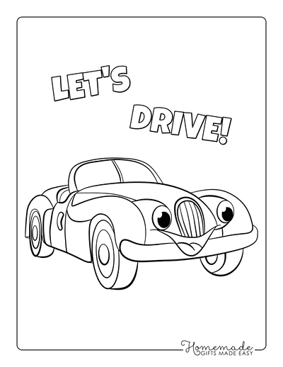 Car Coloring Pages Cartoon Car Lets Drive