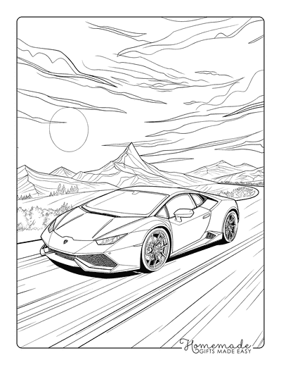 Car Coloring Pages Lamborghini Mountain Highway