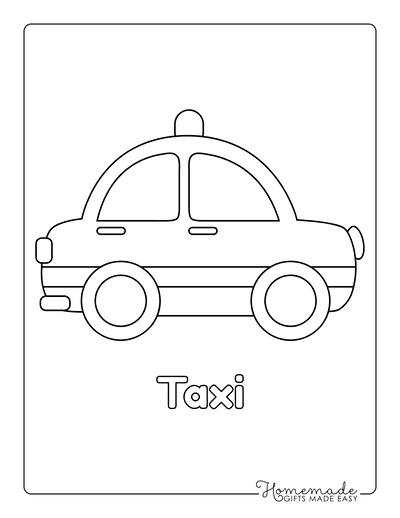 Car Coloring Pages Taxi for Preschoolers