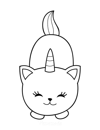 Cat Coloring Pages Cute Cartoon Caticorn 2