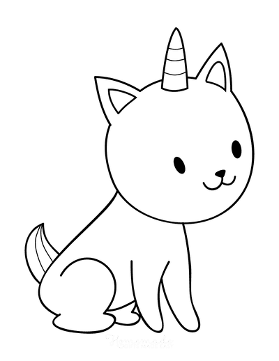 Cat Coloring Pages Cute Cartoon Caticorn 3