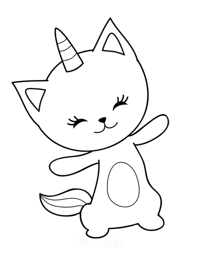 Cat Coloring Pages Cute Cartoon Caticorn