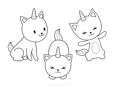 Cat Coloring Pages Cute Cartoon Caticorns