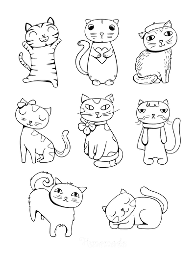 Cat Coloring Pages Cute Cartoon Cats