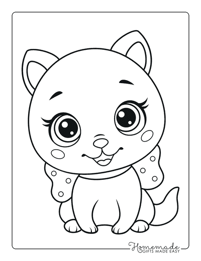 Cat Coloring Pages Cute Cat Large Eyes