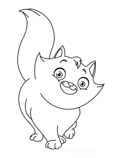 Cat Coloring Pages Cute Fluffy Cat Tail in Air