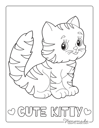 Easy Step-by-Step Cat Drawing for Kids Coloring Page