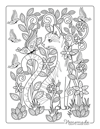 Free Cat Coloring Pages for Kids & Adults