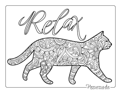 Cat Coloring Pages for Adults Profile Side View