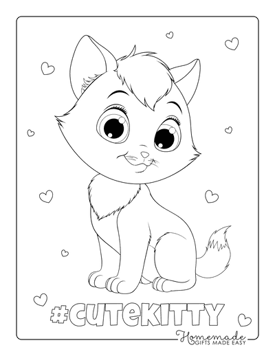 Cat Coloring Pages Wide Eyed Cute Cat