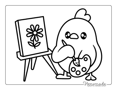 Chicken Coloring Pages Easy Kawaii Chicken Painting Coloring Page