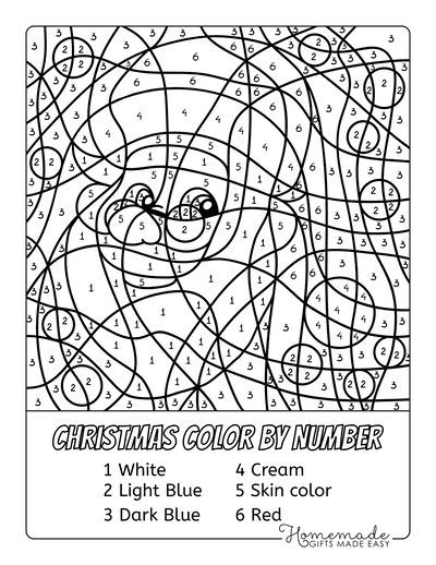 free printable color by number christmas coloring pages