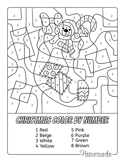 free printable color by number christmas coloring pages