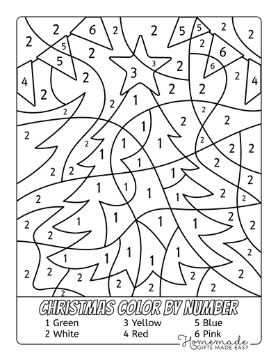 Christmas Color by Number Printable Worksheets