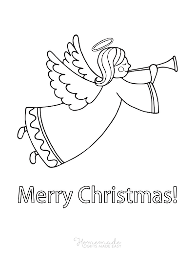 Christmas Coloring Pages Angel Trumpet Merry