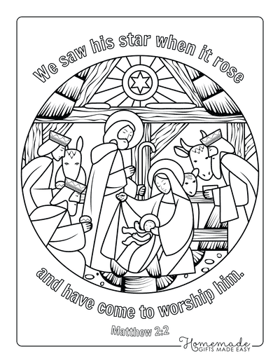 Christmas Coloring Pages Baby Jesus Mary Joseph Manger Stain Glass