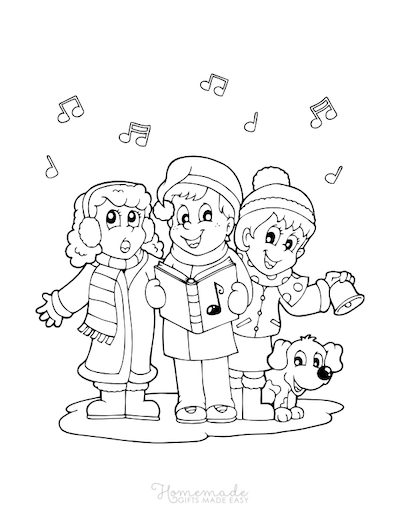 Christmas Coloring Pages Children Singing Carols