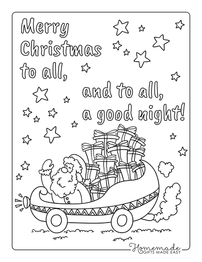 Christmas Coloring Pages Cute Easy Santa Sleigh With Gifts