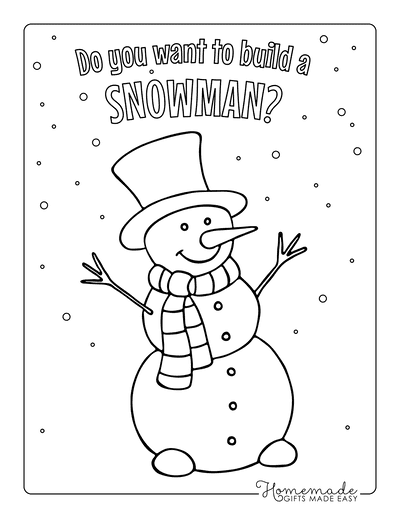 Christmas Coloring Pages Cute Snowman With Scarf