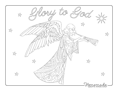 Christmas Coloring Pages for Adults Decorative Angel Trumpet