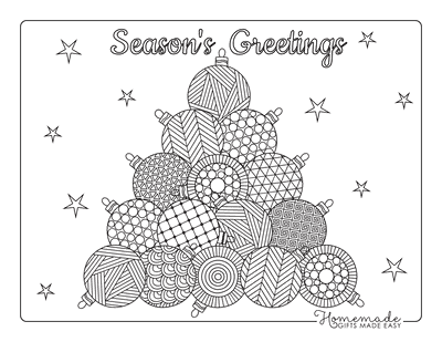 Christmas Coloring Pages for Adults Decorative Round Baubles