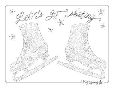 Christmas Coloring Pages for Adults Decorative Winter Ice Skates