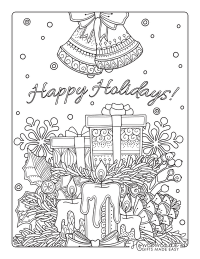Christmas Coloring Pages for Adults Intricate Ornaments Candles Snowflakes Fir