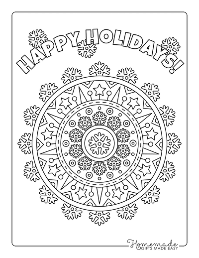 Christmas Coloring Pages for Adults Mandala Stars Snowflakes