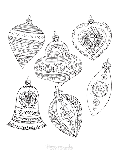 Christmas Coloring Pages for Adults Patterned Ornaments to Color