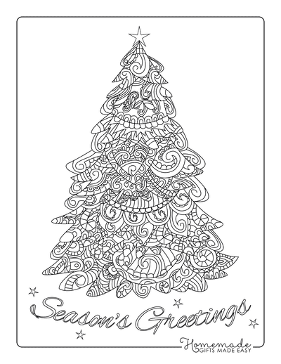 Christmas Coloring Pages for Adults Patterned Tree