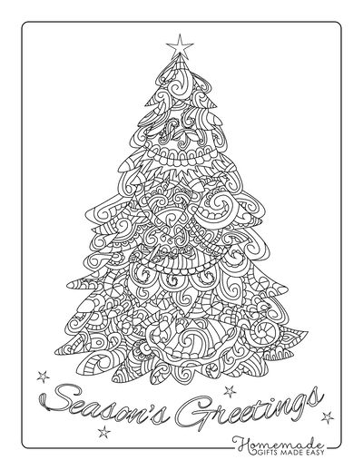 Christmas Tree Coloring Pages for Kids & Adults