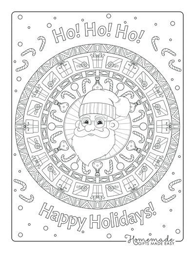 Christmas Coloring Pages for Adults Santa Mandala