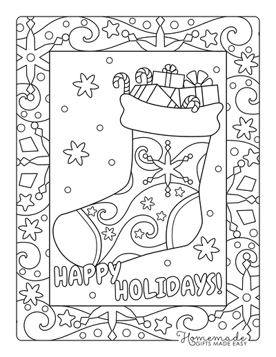 Christmas Coloring Pages for Adults Stocking Doodle