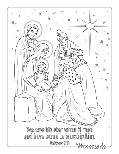 Christmas Coloring Pages Mary Baby Jesus Three Kings Star
