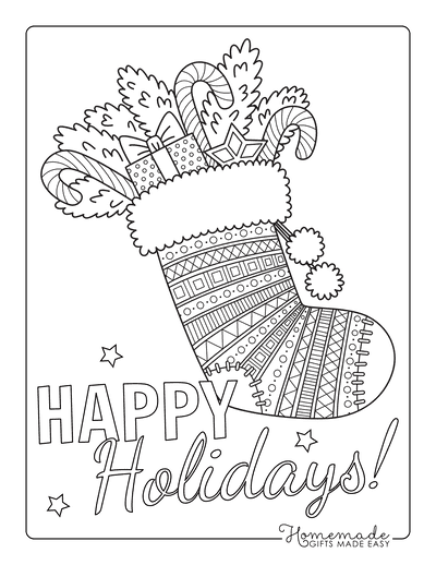 Detailed stocking coloring page