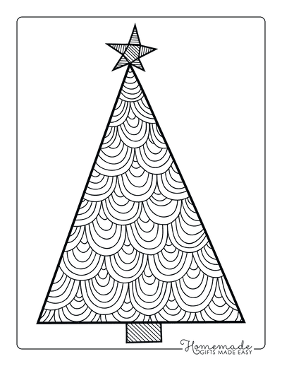 Christmas Coloring Pages Patterned Tree