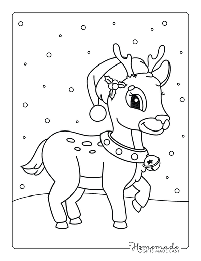 Christmas Coloring Pages Preschool Rudolph Hat Bells