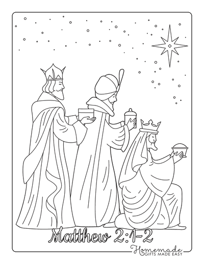 Christmas Coloring Pages Three Magi Kings Bearning Gifts Star