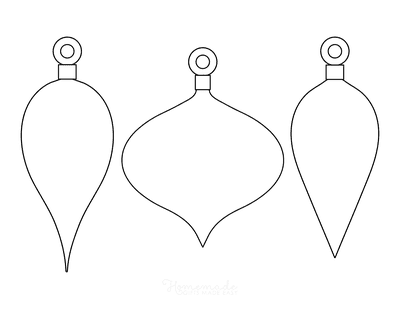 Christmas Ornaments Coloring Pages 3 Blank Tear Drop Templates