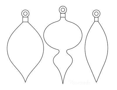 Christmas Ornaments Coloring Pages 3 Blank Tear Drop Templates P2