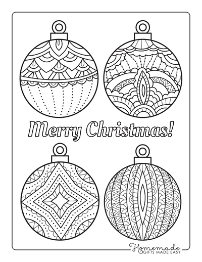 Christmas Ornaments Coloring Pages 4 Decorative Bauble Templates to Color