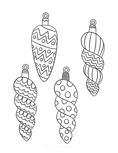 Christmas Ornaments Coloring Pages 4 Drop Ornament Templates to Color P1