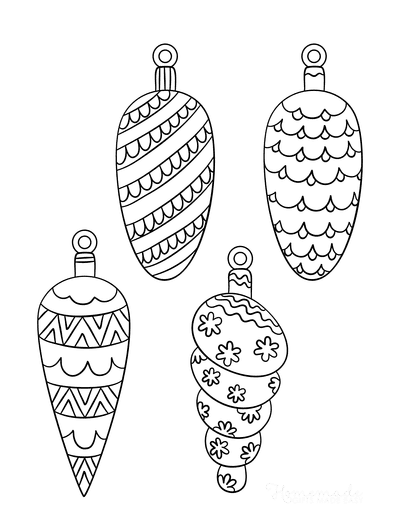 Christmas Ornaments Coloring Pages 4 Drop Ornament Templates to Color P2