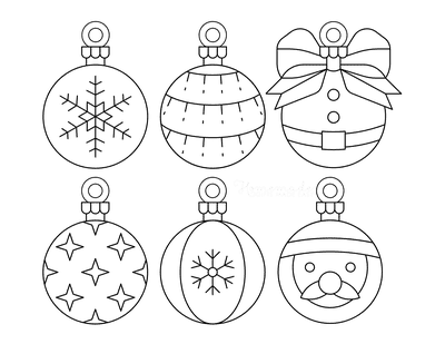 Christmas Ornaments Coloring Pages 6 Bauble Templates to Color P2