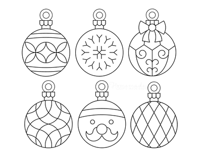 Christmas Ornaments Coloring Pages 6 Bauble Templates to Color P4
