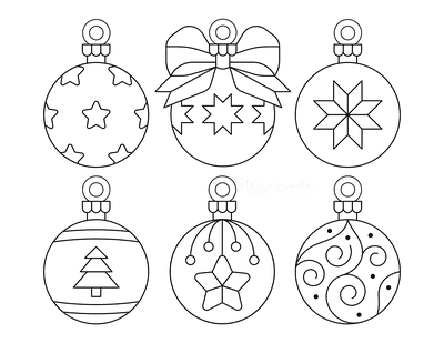 Christmas Ornaments Coloring Pages 6 Bauble Templates to Color P5