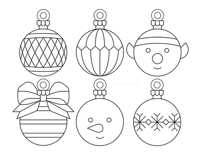 Christmas Ornaments Coloring Pages 6 Bauble Templates to Color P6