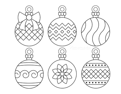 Christmas Ornaments Coloring Pages 6 Bauble Templates to Color P8