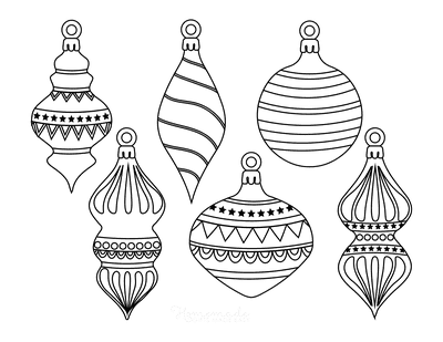 Christmas Ornaments Coloring Pages 6 Drop Ornament Templates to Color P2